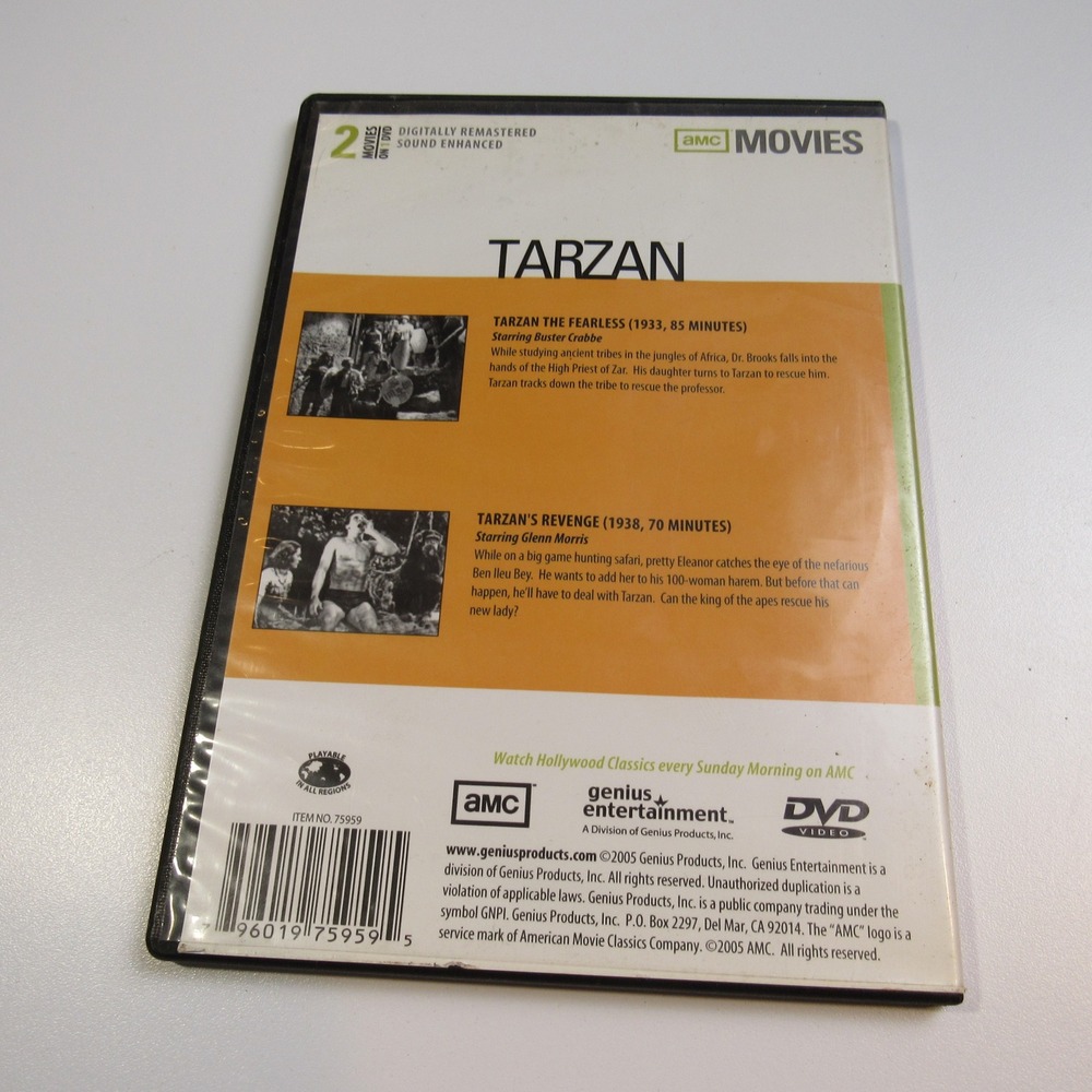 Tarzan the Fearless Tarzan's Revenge AMC Movies DVD 2 Movies on 1 DVD - Picture 2 of 4